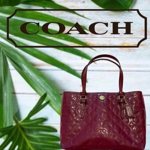 Coach Peyton OP Art embossed top handle carryall tote bag